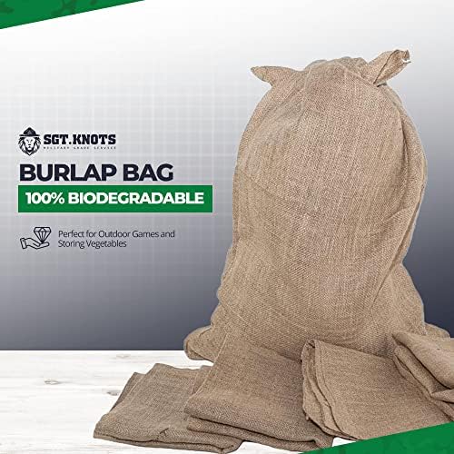 Sgt Knots Burlap Bag - ถุง Gunny ขนาดใหญ่ - กระสอบที่สามารถนำกลับมาใช้ใหม่ได้ ซึ่งเหมาะสำหรับเกมกลางแจ้งเก็บผักและอีก