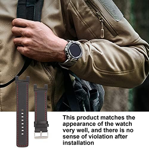 ดูวงดนตรีที่เข้ากันได้สำหรับ Amazfit T Rex Pro, Leather Watch Band Smart ข้อมือ Watch Straps เปลี่ยนสร้อยข้อมือ
