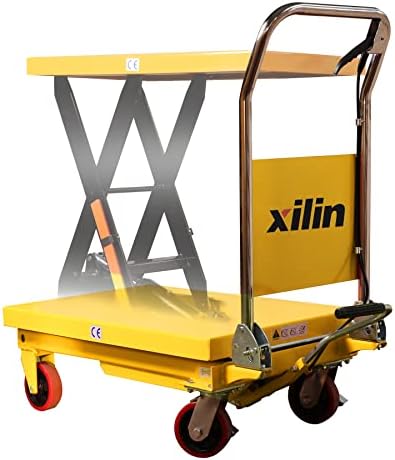 Xilin Single Secissor Hydraulic Table Table Manual Lift Lift Truck พร้อมปั๊มเท้าความจุ 1100 ปอนด์, 35.4 ความสูงยก