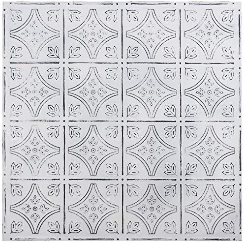 Holydecot Tin Wall Tiles Nail -Up Tin Peiling Tiles Stair Riser Tile Kitchen กระเบื้อง backsplash - สีขาวโบราณ 12x12 นิ้วตัวอย่าง