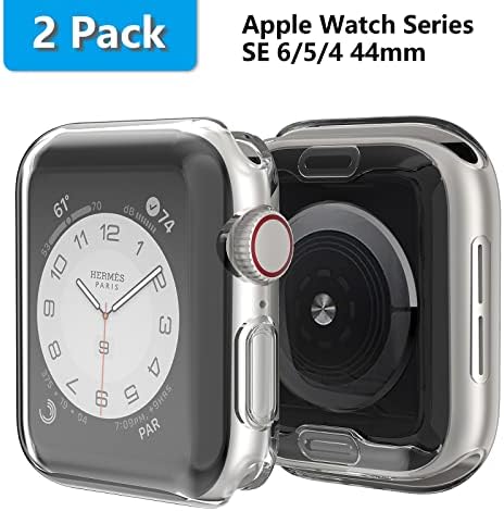 เคส MITERV สำหรับ Apple Watch Series 6/Se/Series 5/Series 4 Screen Protector 44mm IWATCH CASE PROTION CASE TPU HD Clear Ultra-Thin Cover สำหรับ 44 มม. Apple Watch 2 Pack Clear Clear
