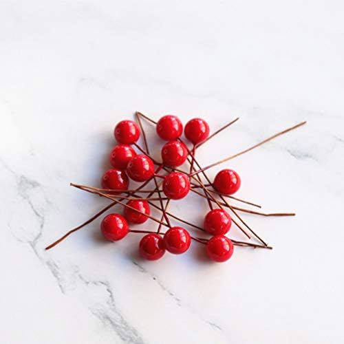 Healifty 200pcs การจำลอง Berry เทียมสีแดง Holly Berry Picks ลำต้นของปลอม Berries เครื่องประดับตกแต่งสำหรับพวงหรีดพวงหรีดวันหยุดคริสต์มาส
