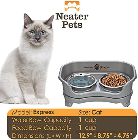 ป้อนเรียบร้อยด่วนสำหรับแมว-ระเบียบหลักฐานป้อนสัตว์เลี้ยงด้วยสแตนเลสอาหารและช